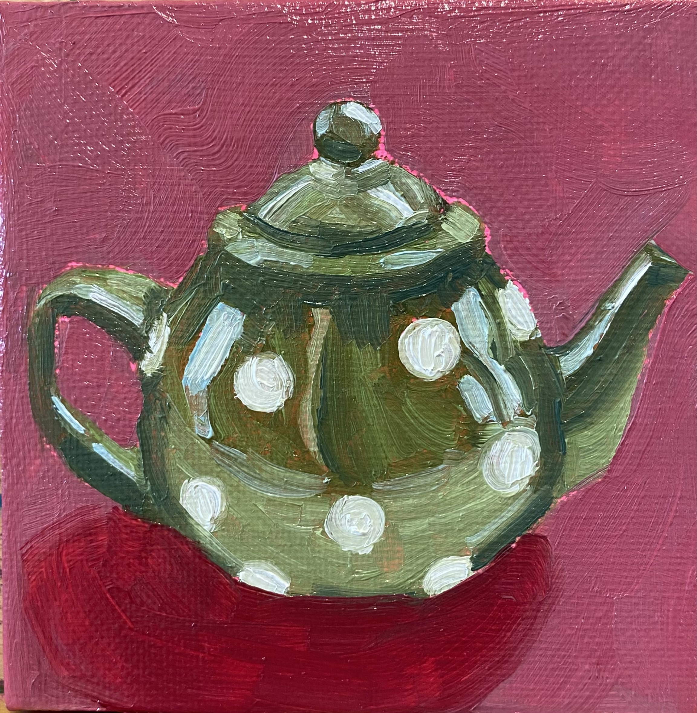 Painted teapot on a colourful background